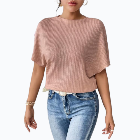 Women Fashion Fall Batwing Half Sleeve Shirts Boat Neck Oversized Tunic Tops